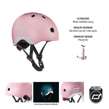 SCOOTANDRIDE Kask z odblaskami XXS-S dla dzieci 1-5 lat Rose Cat - 6