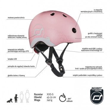 SCOOTANDRIDE Kask z odblaskami XXS-S dla dzieci 1-5 lat Rose Cat - 7