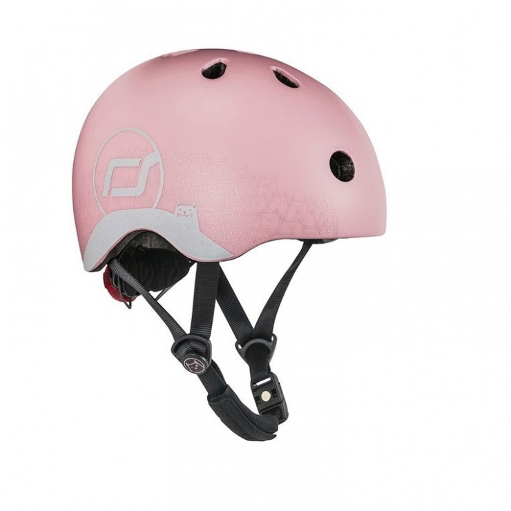 SCOOTANDRIDE Kask z odblaskami XXS-S dla dzieci 1-5 lat Rose Cat - 1