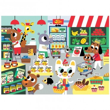 MAXI Puzzle Wesołe zwierzęta - Supermarket Petit Monkey