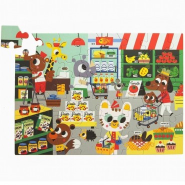 MAXI Puzzle Wesołe zwierzęta - Supermarket Petit Monkey