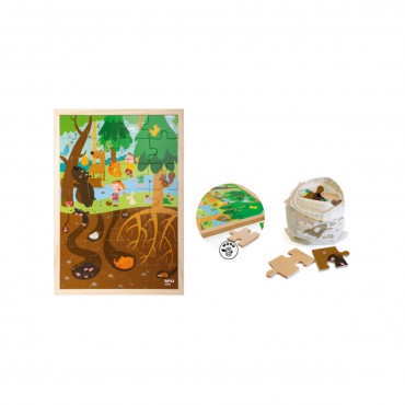 Drewniane puzzle w ramce - Las 4+ Apli Kids