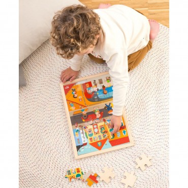 Drewniane puzzle w ramce - Miasto 4+ Apli Kids
