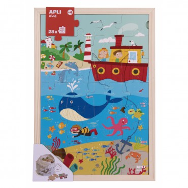 Drewniane puzzle w ramce - Ocean 4+ Apli Kids