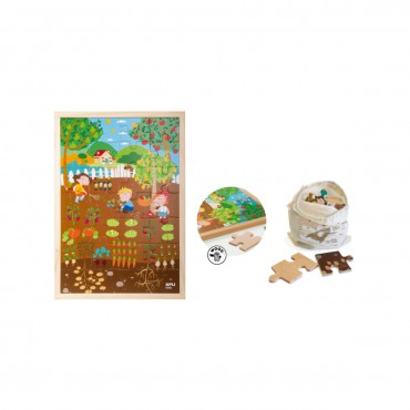 Drewniane puzzle w ramce - Ogród 4+ Apli Kids