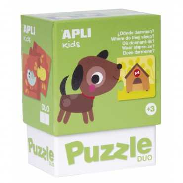 Puzzle dwuczęściowe - Gdzie mieszkają zwierzątka? 3+ Apli Kids