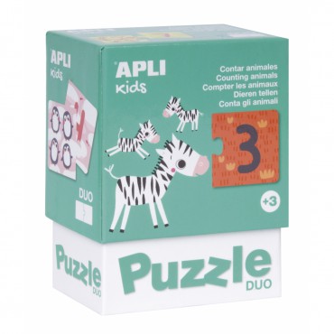 Puzzle dwuczęściowe - Liczenie zwierzątek 3+ Apli Kids