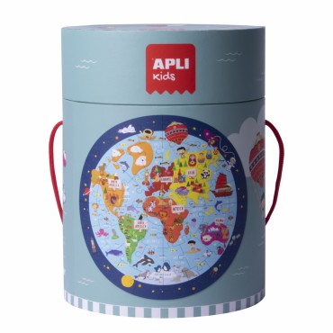Puzzle okrągłe w tubie - Mapa Świata 5+ Apli Kids