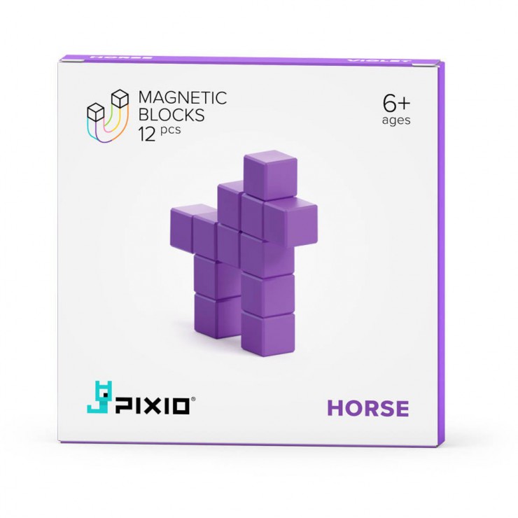 Klocki magnetyczne Pixio Violet Horse 12 Color Series