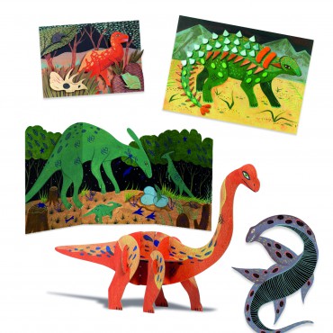 Zestaw artystyczny "Świat dinozaurów" 6w1 Djeco - 2