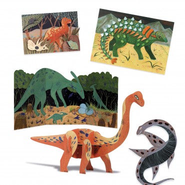 Zestaw artystyczny "Świat dinozaurów" 6w1 Djeco - 3