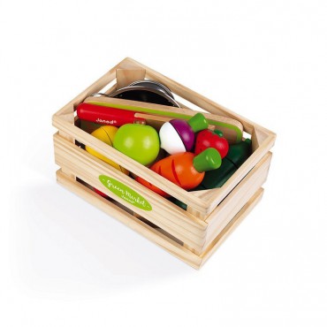 Drewniana skrzynka z warzywami i owocami do krojenia oraz akcesoriami Janod - 2