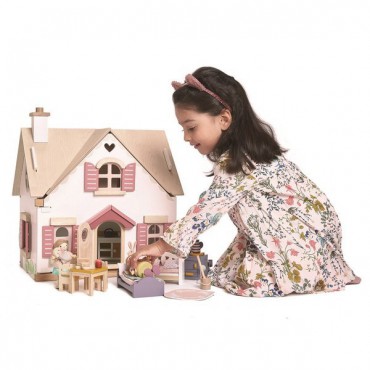 Drewniany dwupiętrowy domek dla lalek z wyposażeniem Tender Leaf Toys - 7