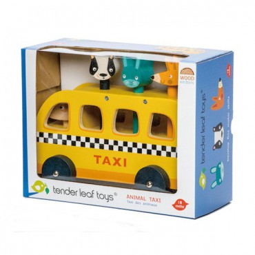 Drewniany samochód - taksówka ze zwierzątkami Tender Leaf Toys - 2