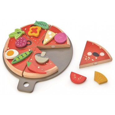 Drewniana pizza z dodatkami na rzepy Tender Leaf Toys - 10