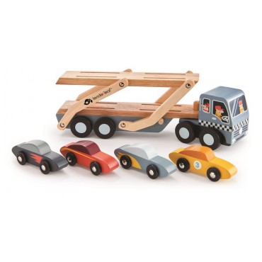 Drewniana laweta z samochodami Tender Leaf Toys - 2