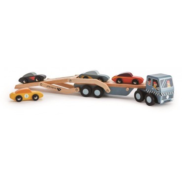 Drewniana laweta z samochodami Tender Leaf Toys - 4