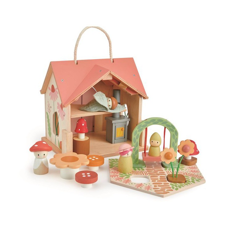 Przenośny, leśny domek z wyposażeniem i laleczkami Tender Leaf Toys - 1