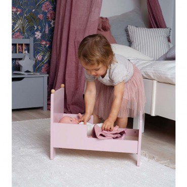 Drewniane różowe łóżeczko dla lalek Jabadabado - 6