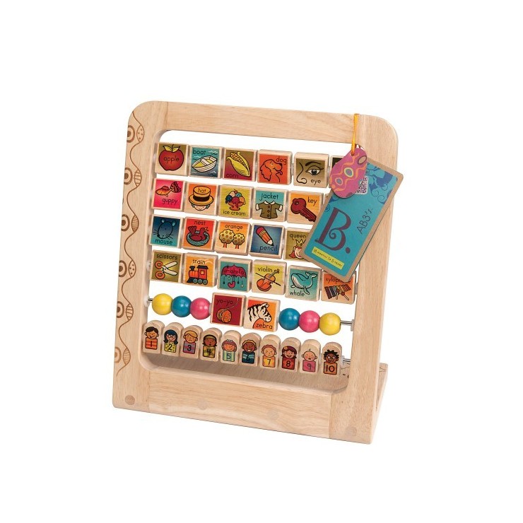 Drewniany stojak - Alfabet i liczby - obracane kostki AB3'S B. Toys