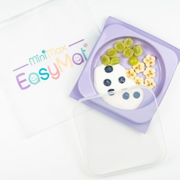 EasyMat Mini Max 2in1 silikonowy talerzyk z podkładką - lunchbox Lilac EasyTots