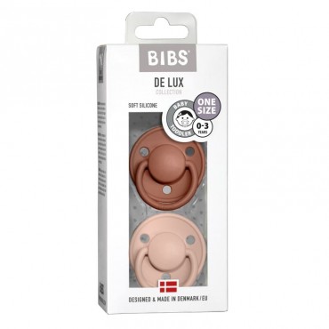 Smoczek uspokajający silikonowy de lux one size 2-pack Woodchuck & Blush Bibs