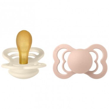 Smoczek Symetryczny kauczuk Hevea Supreme 2-pack Ivory & Blush S Bibs