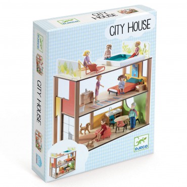 Drewniany domek dla lalek City Djeco