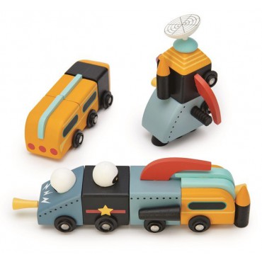 Drewniane pojazdy kosmiczne - zabawka konstrukcyjna Tender Leaf Toys