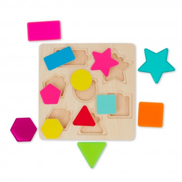 Rainbow Stack ‘n’ Sort – drewniana układanka geometryczna do miksowania kolorów B.Toys