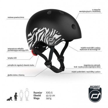 SCOOTANDRIDE Kask XXS-S dla dzieci 1-5 lat Zebra - 10