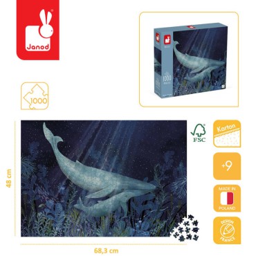 Puzzle artystyczne Wieloryby w głębinie 1000 el. 9+ Made in Poland Janod - 3