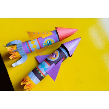 Zestaw kreatywny Papierowe rakiety z wyrzutnią 7+ Janod - 8