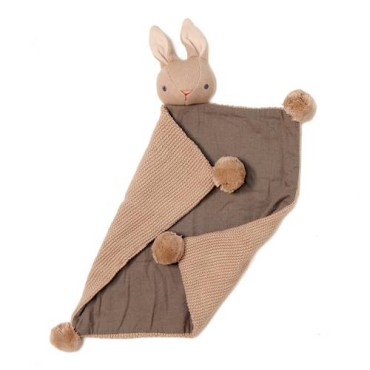 Zestaw z bawełny organicznej - grzechotka i kocyk przytulanka w ozdobnym pudełku Taupe Bunny ThreadBear Design - 2