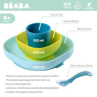Beaba Komplet naczyń z silikonu z przyssawką blue - 8