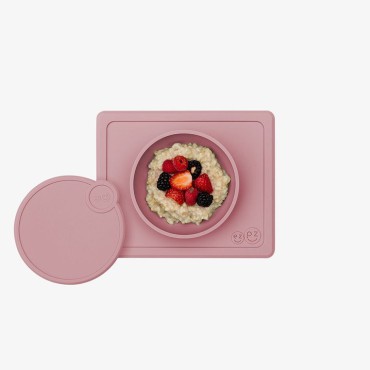 Zestaw Silikonowa miseczka z podkładką 2w1 Mini Bowl + pokrywka pastelowy róż EZPZ - 1