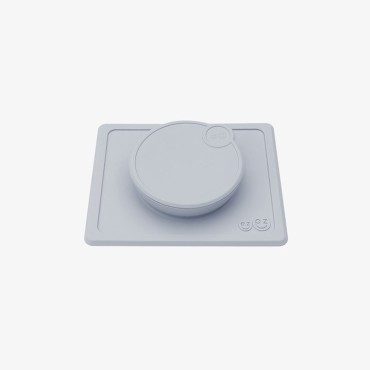 Zestaw Silikonowa miseczka z podkładką 2w1 Mini Bowl + pokrywka pastelowa szarość EZPZ - 12