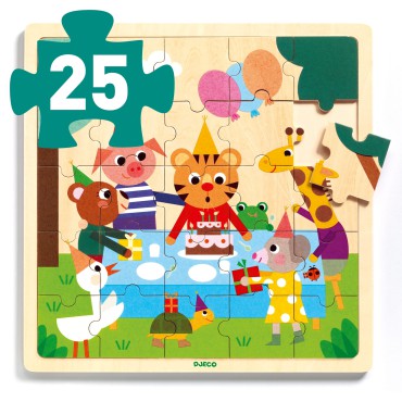 Edukacyjne puzzle drewniane Urodziny Djeco