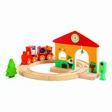 Drewniana zabawka mini stacja Djeco