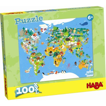 Puzzle Mapa Świata 100 el. Haba - 1
