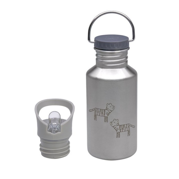 Butelka - bidon ze stali nierdzewnej z dodatkową zakrętką z ustnikiem 500 ml Safari Tygrys Lassig - 1