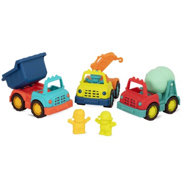 Happy Cruisers – zestaw 3 samochodów budowlanych z figurkami kierowców B.Toys - 6