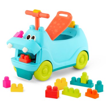 Locbloc Hippo Ride-On with Blocks – Jeździk Hipcio z klockami B.Toys - 1