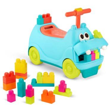 Locbloc Hippo Ride-On with Blocks – Jeździk Hipcio z klockami B.Toys - 3