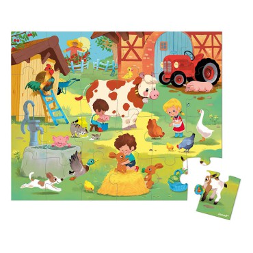 Puzzle w walizce Dzień na farmie 24 el. 3+ Made in France Janod - 2