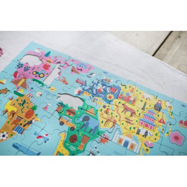 Puzzle Mapa Świata z elementami w kształcie budynków i zwierząt 5+ Mudpuppy - 9