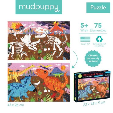 Puzzle soczewkowe z ruchomym obrazkiem 3D Dinozaury 75 el. 5+ Mudpuppy - 8
