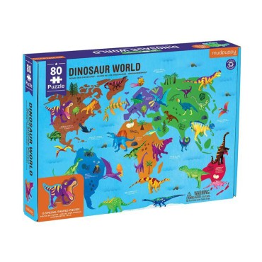 Puzzle Świat dinozaurów z elementami w kształcie dinozaurów 80 el. 5+ Mudpuppy - 14