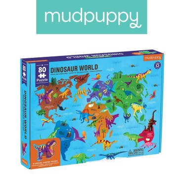 Puzzle Świat dinozaurów z elementami w kształcie dinozaurów 80 el. 5+ Mudpuppy - 16