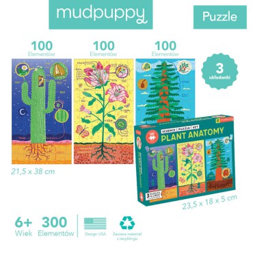 Puzzle edukacyjne 3w1 Anatomia roślin 100 el. 6+ Mudpuppy - 6